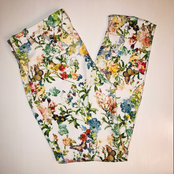 Zara Pants - Zara White Spring Floral Ankle Pants
